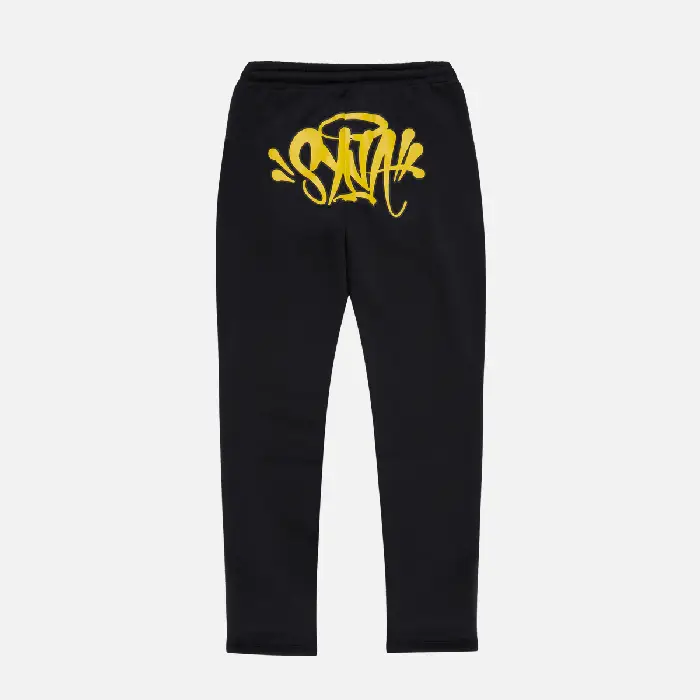 Syna World Trousers: Yellow Logo – Blackk. An attractive product – get new items at an affordable price. At Syna World.