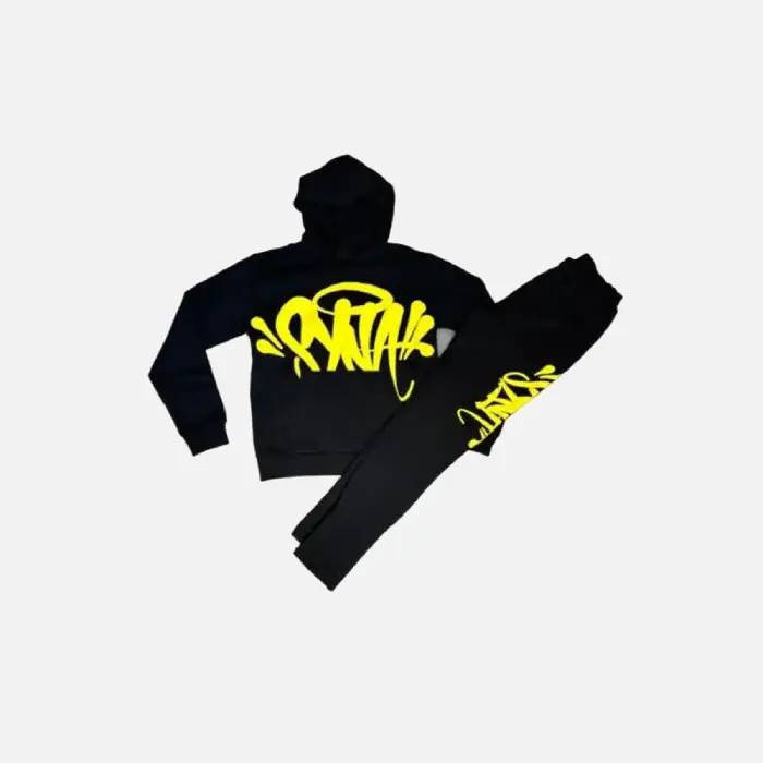 Discover the Team Syna tracksuit black and yellow at Syna Worlds. We manufacture this unique design using high-quality materials.